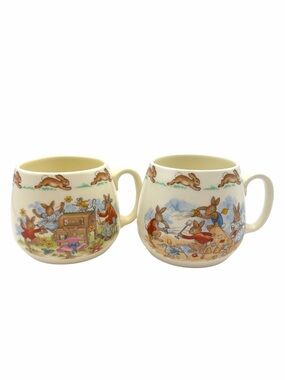Set of 2 Royal Doulton Bunnykins Bone China Mugs England Vintage Nursery